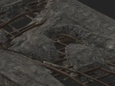 Industrial Floor Broken Low-poly 3D model