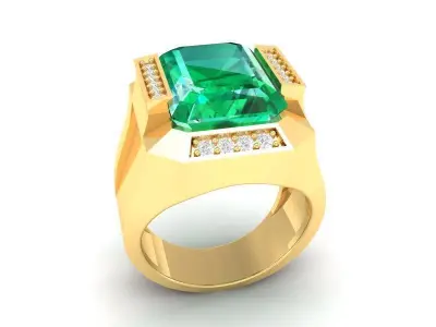 Luxury Rectangular Gemstone Ring for Men  388 3D print model
