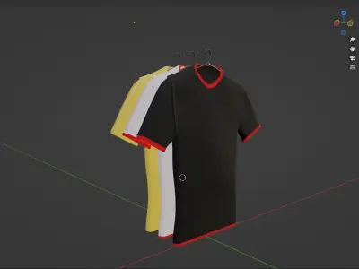 TSHIRT three t - shirts hanging on hanger 3D model