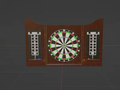 DartBoard dart board and darts Low-poly 3D model