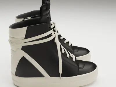 Sneakers Rick Owens Geobasket Converse Black Low-poly 3D model