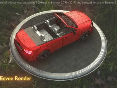 City Car 32 SUV Cabrio Open Type-B Red Low-poly 3D model