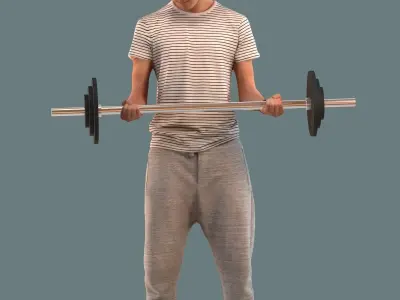 Set of 3D men at the gym and spa 3D model