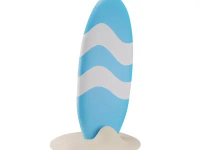 Surf Board Standing on the Sand Low-poly 3D model