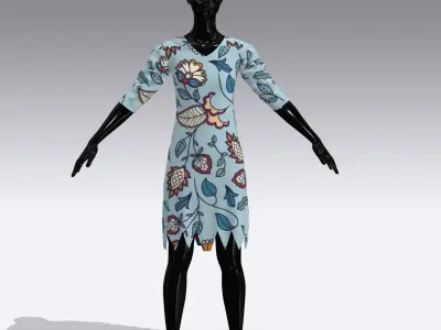 Female Cloth Dress Low-poly 3D model