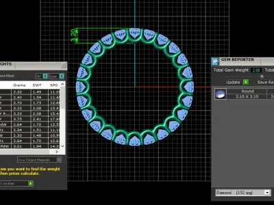 U Shaped Eternity Ring 3 point 1 mm stone size swiss 18 and EU58 3D print model