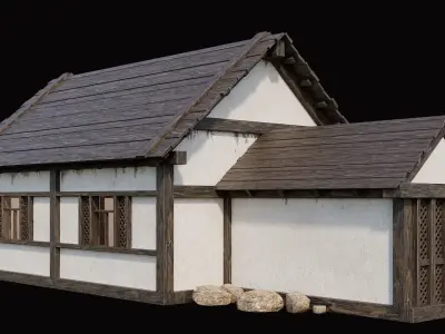 Medieval Village Pack 4 - 4 Assets - 4K Textures Game Ready Low-poly 3D model