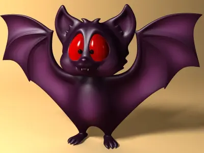 Cartoon Bat RIGGED and Animated Low-poly 3D model