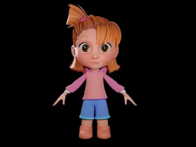 Cartoon Girl - Fully Rigged Low-poly 3D model