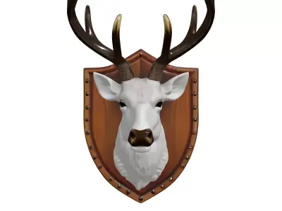 White Deer Head Wall Mount Trophy Low-poly 3D model