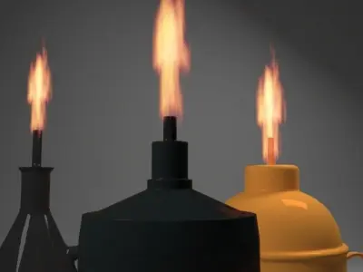 Oil Lamp Collection Low-poly 3D model