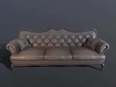 Club Room Sofa - Game Asset Low-poly 3D model