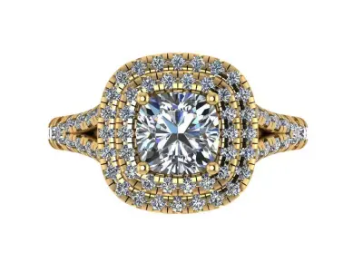 Oval shaped Ring with double halo and half split band 3D print model