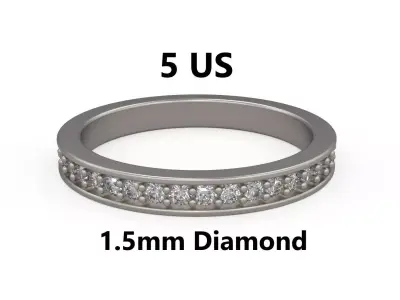 Model 1222 Eternity Band Ring 5 US Size 1point5mm Diamond 3D print model