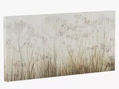 ATGR1486 Wildflowers Ivory Painting Print on Canvas 3D model