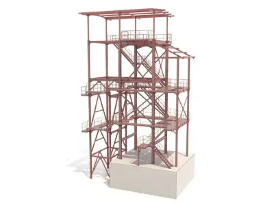 Metal platform with ladders 3D model