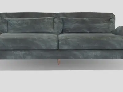Classic style sofa fully upholstered in a petrolium grey  3D model