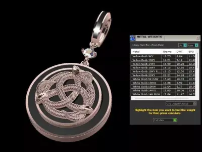 Triple Serpent Knot Pendant  High-Detail 3D Model 3D print model