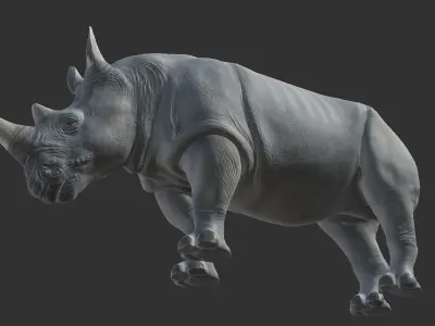 African Rhino Low-poly 3D model