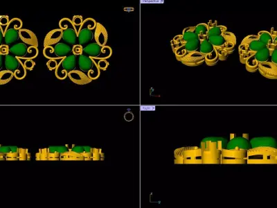 Gold Tops Earring - 0019 3D print model