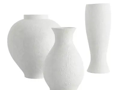 Lorient Tall White Textured Ceramic Vase 3D model