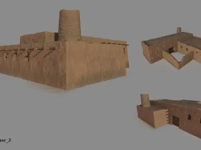Asian Historical Buildings Low-poly 3D model