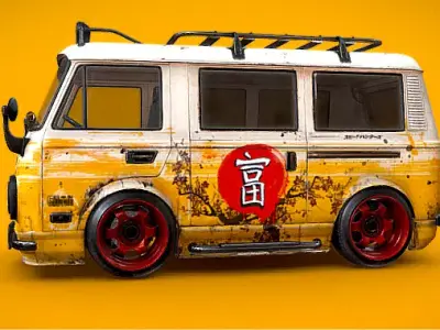 Japanese Drift Van 3D Model 3D model