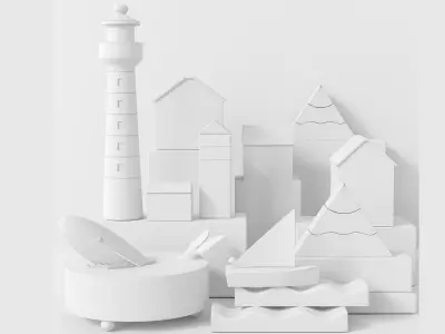 Set of wooden children toys 3D model