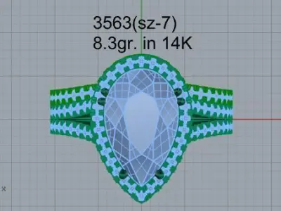 Pear Halo Split Shank Ring With Band 3563 3D print model