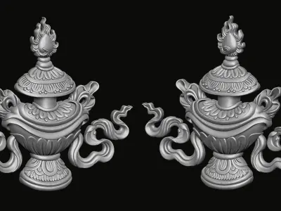 Buddhist Treasure Vase Relief 3D print model