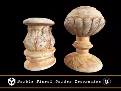 Marble Floral Garden Decoration Low-poly 3D model 2