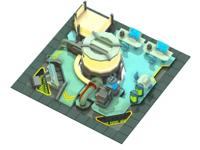 isometrical Underground Chemical Lab Room 3 Low-poly 3D model