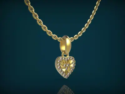 Heart pendant earrings 3D print model