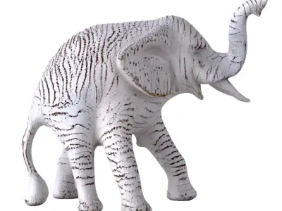Antique Wooden Carved Elephant 3D model
