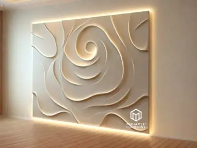 modern panel wall decor set wall relief mural CNC 104  3D model