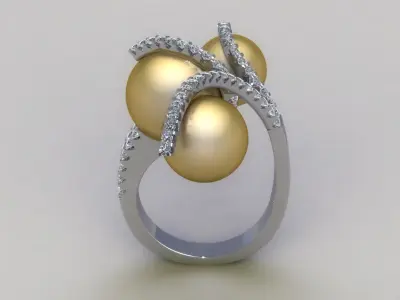 Three Pear Wedding Ring 400 3D print model
