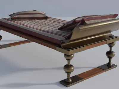 Roman bed - Triclinium - Lectus cubicularis Low-poly 3D model