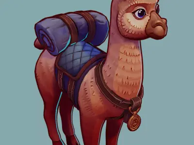  3D model Game ready cute cartoony Alpaca Low-poly 3D model