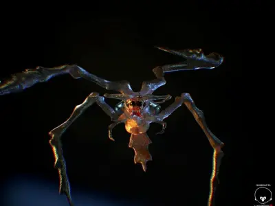 BioMech Alien Spider LowPoly Free low-poly 3D model