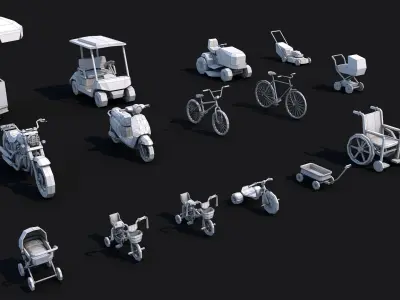 Low Poly Vehicles Pack Collection Low-poly 3D model