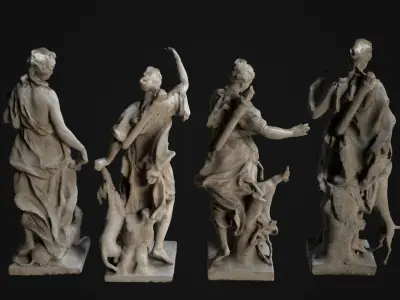 Diane statues Low-poly 3D model