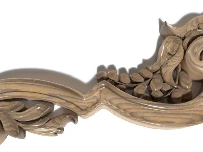 Cartouche-014 ornately carved door handle 3D model