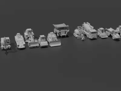 Construction Vehicles Pack Low-poly 3D model