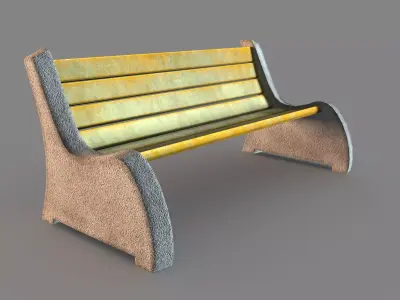 Park Bench Game Asset Free low-poly 3D model