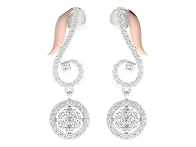 Women Drop Earrings 3dm STL OBJ FBX Renders Details 3D print model 9