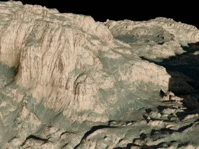 Cevennes rocky grass mountains Low and high poly Low-poly 3D model