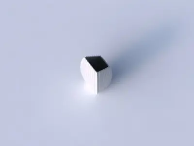 Vase bent rectangle with extruded vertical lines 3D print model