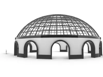 Dome Pavilion with Square Wireframe Structure and Panels v 3 3D model