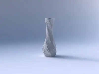 Vase twisted larger opening hexagon with wavy grid plates 3D print model