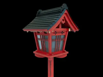 Japanese Pole lamp Low-poly 3D model